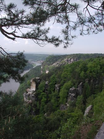 The Elbe River viewed from the Bastei Bridge